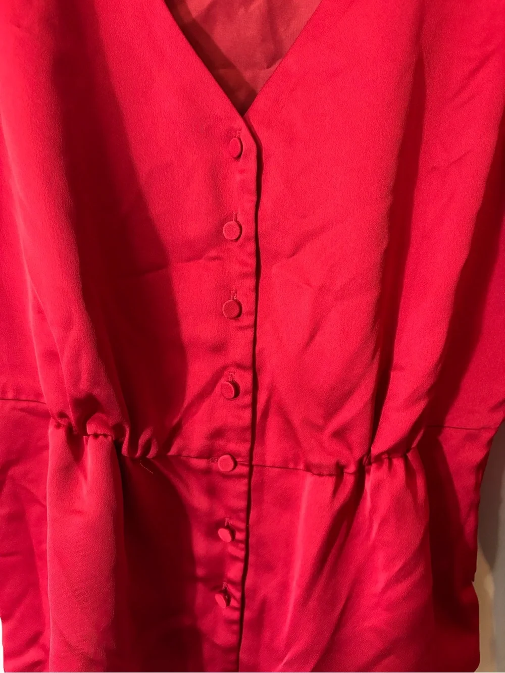 J. Crew Crimson V-Neck Buttoned Peplum Blouse